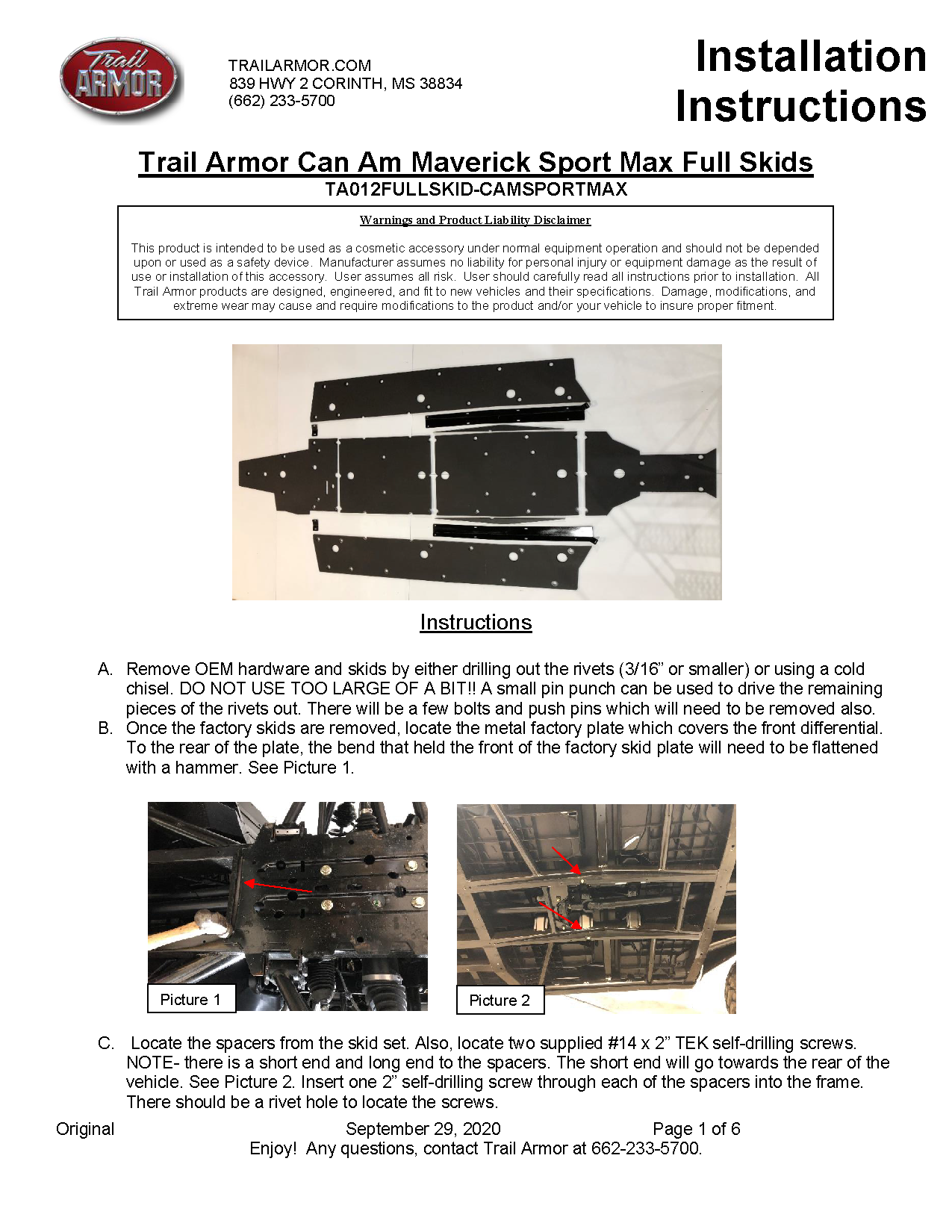 Trail Armor Can Am Maverick Sport Max DPS, Commander Max DPS 1000, Commander Max XT 1000, Commander Max XT-P 1000, Commander Max DPS 700, Commander Max XT 700, Commander Max X MR 1000 Full Skids 2020 - 2024