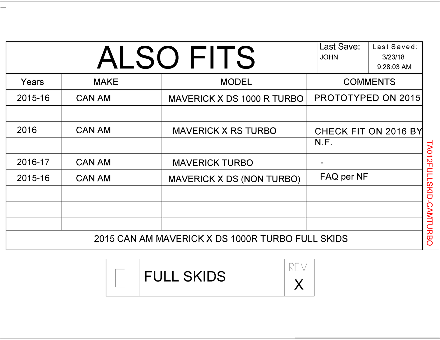 Trail Armor Can Am Maverick X DS Turbo (2015 - 2016), Can Am Maverick X RS Turbo (2016), Can Am Maverick Turbo (2016 - 2017) and Can Am Maverick X DS (non turbo 2015-2016) Full Skids with Slider Nerfs