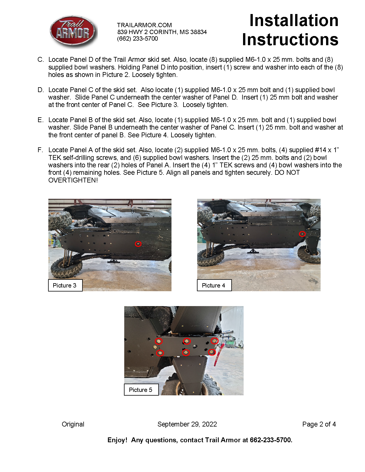 Trail Armor 2023 - 2024 Kawasaki KRX 4 1000 SE, KRX 4 1000 eS Special Edition and KRX 4 1000 eS Full Skids with Integrated Side Skid Plates