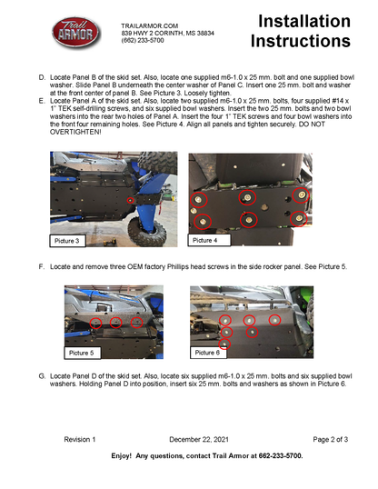 Trail Armor 2020 - 2024 Kawasaki KRX 1000, KRX 1000 Special Edition, KRX 1000 Trail Edition and KRX 1000 eS Full Skids with Integrated Side Skid Plates