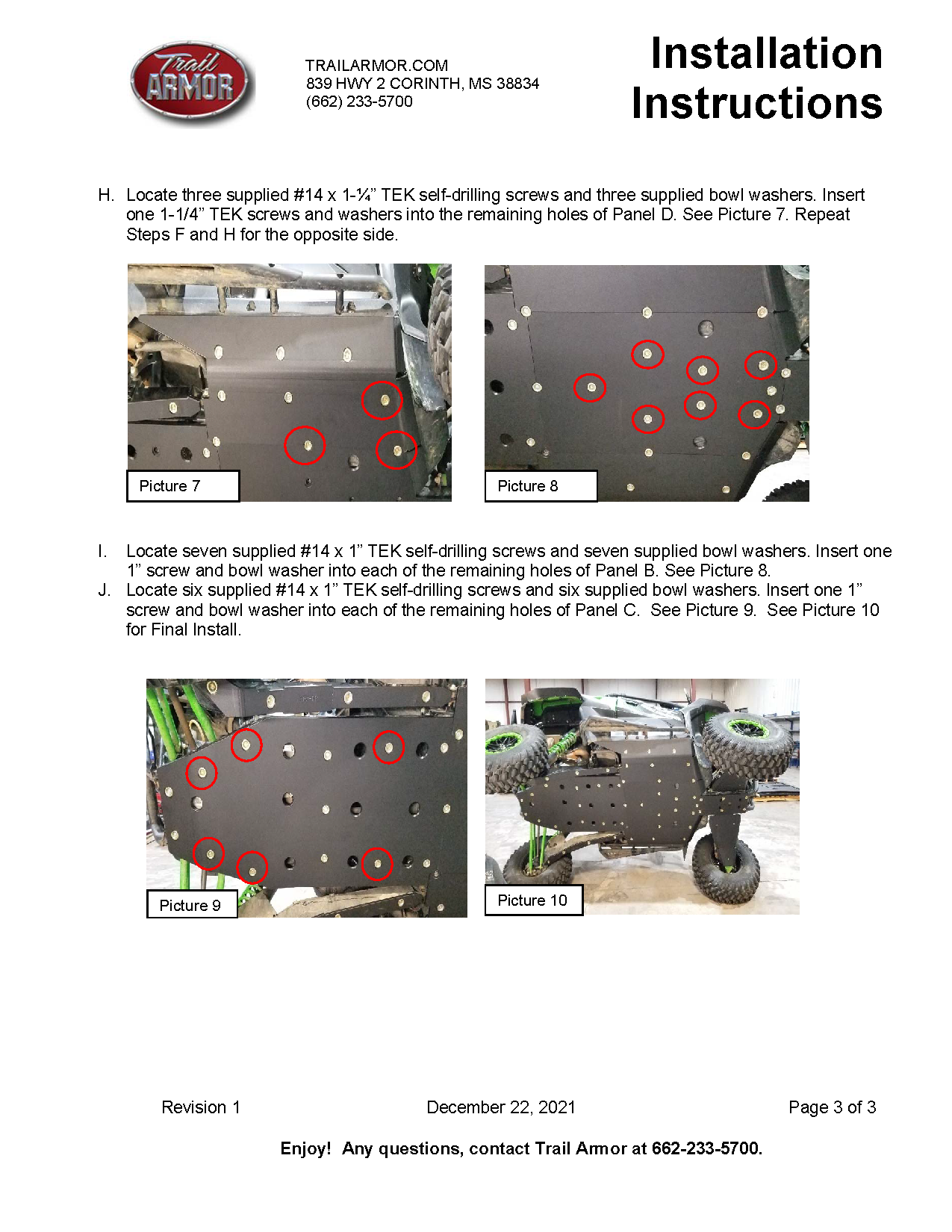 Trail Armor 2020 - 2024 Kawasaki KRX 1000, KRX 1000 Special Edition, KRX 1000 Trail Edition and KRX 1000 eS Full Skids with Integrated Side Skid Plates