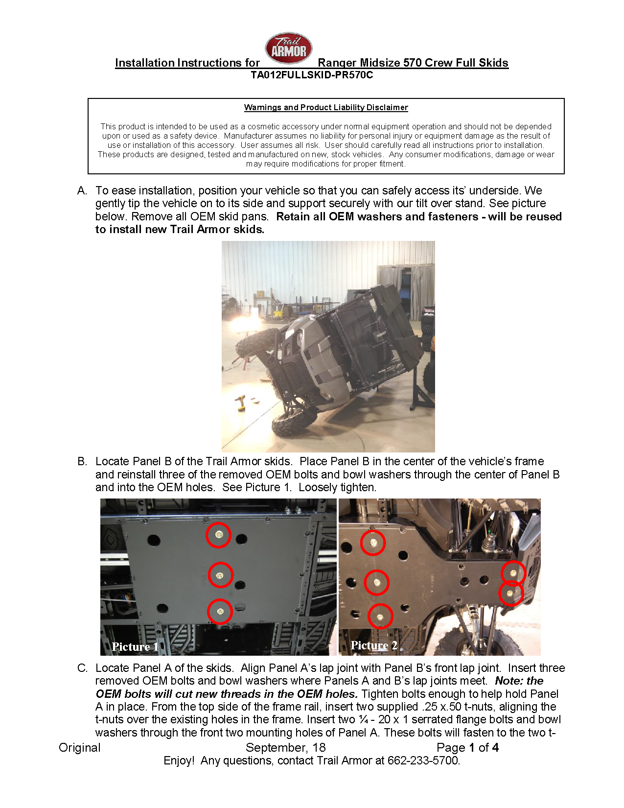 Trail Armor Ranger Midsize 570 Crew Full Skids 2014 - 2021