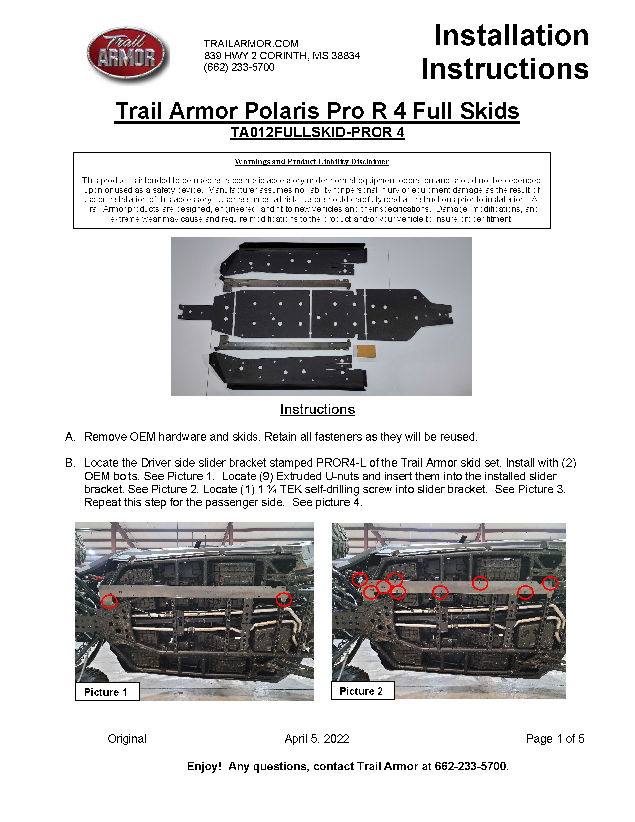 Trail Armor RZR Pro R 4 Full Skids with Standard or Trimmed Sliders