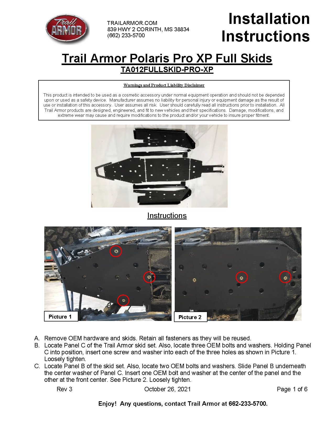 Trail Armor Polaris RZR XP PRO Full Skids with Integrated Sliders or Trimmed for Extreme Kick Out Nerf Sliders 2020 - 2023 (Standard, Premium, Ultimate, Sport and Limited Edition)