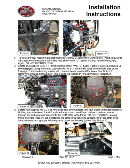 Trail Armor Sportsman 850/850 SP/1000 XP, Scrambler 850/1000 XP, Sportsman 850 Highlifter, Sportsman XP 1000 High Lifter Full Skid