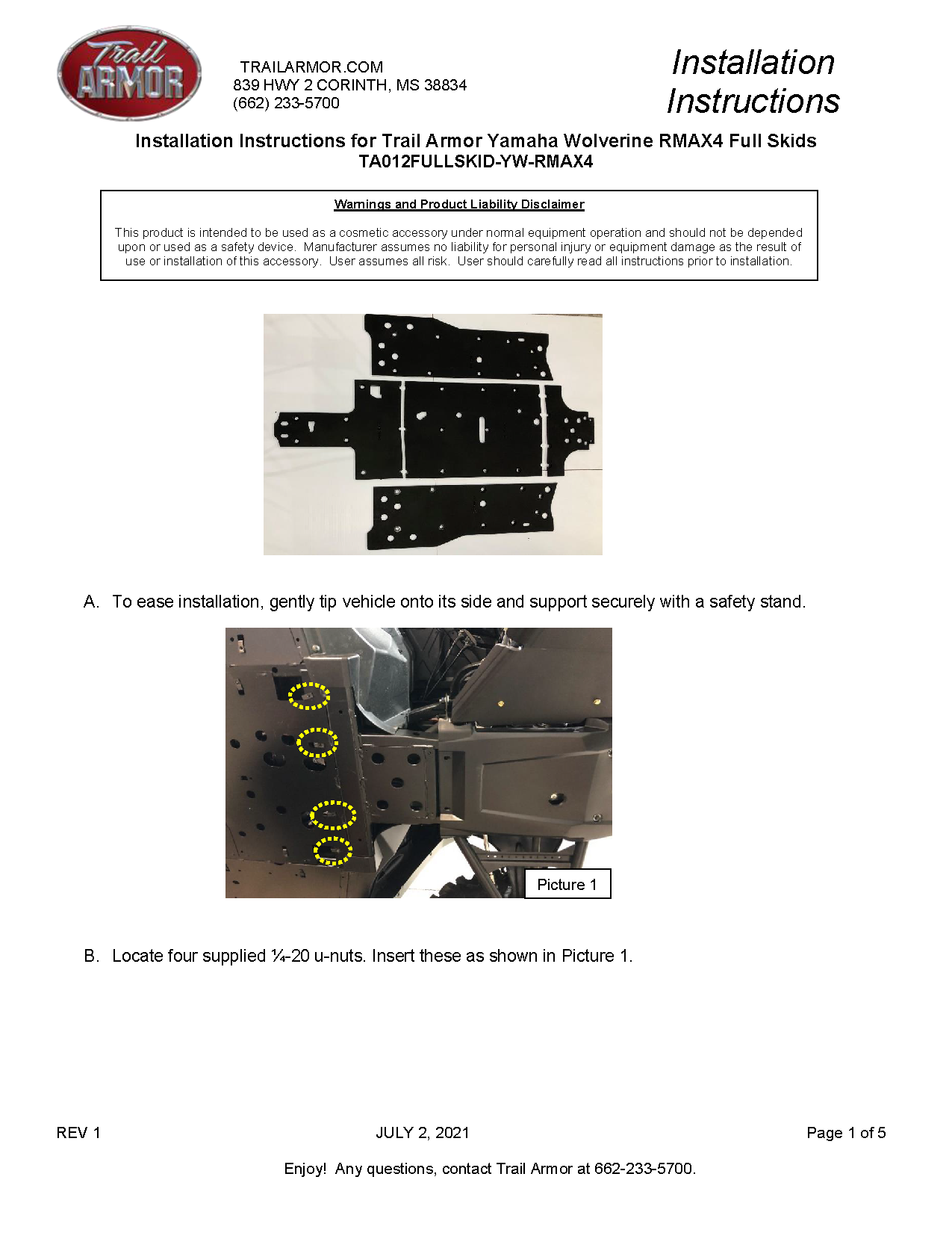 Trail Armor Yamaha Wolverine RMAX4 1000, RMAX4 1000 X-TR, RMAX4 1000 LT Edition Full Skids 2021 - 2024