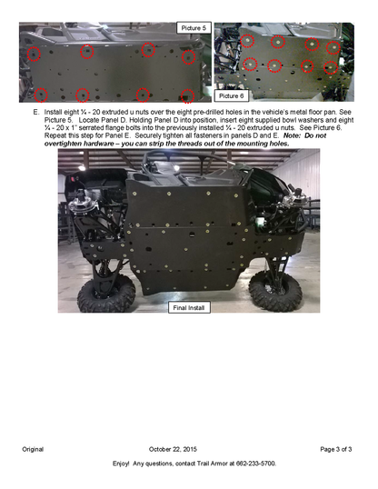 Trail Armor Yamaha Wolverine, Wolverine R-Spec, and Wolverine R-Spec EPS Full Skids with Slider Nerfs 2016 - 2018