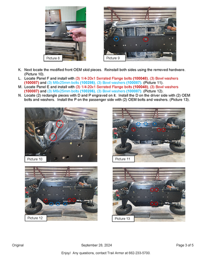 Trail Armor 2024 RZR XP 4 1000 (Sport, Premium, Ultimate) Full Skids with Slider Nerfs