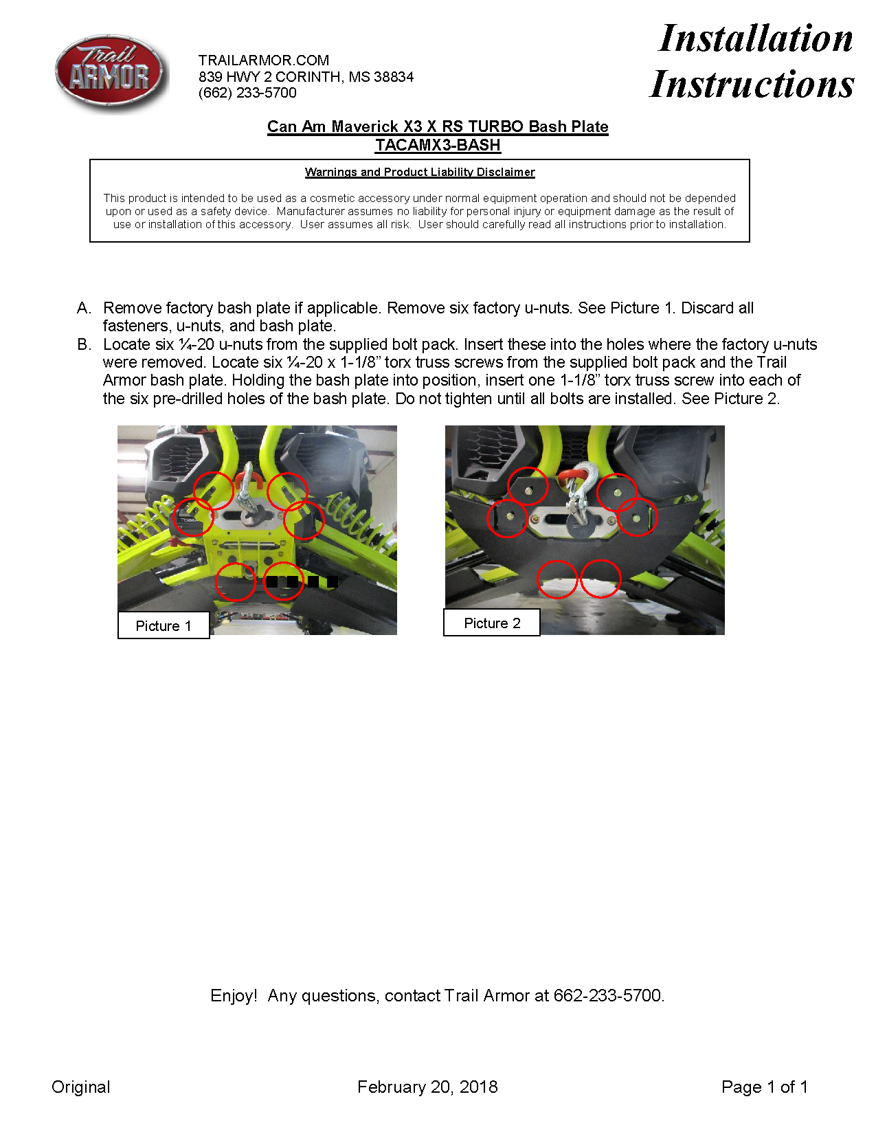 Trail Armor Can Am Maverick  X3 X MR Turbo, X3 X MR Turbo R, X3 X RC Turbo, X3 X RC Turbo R Bash Plate