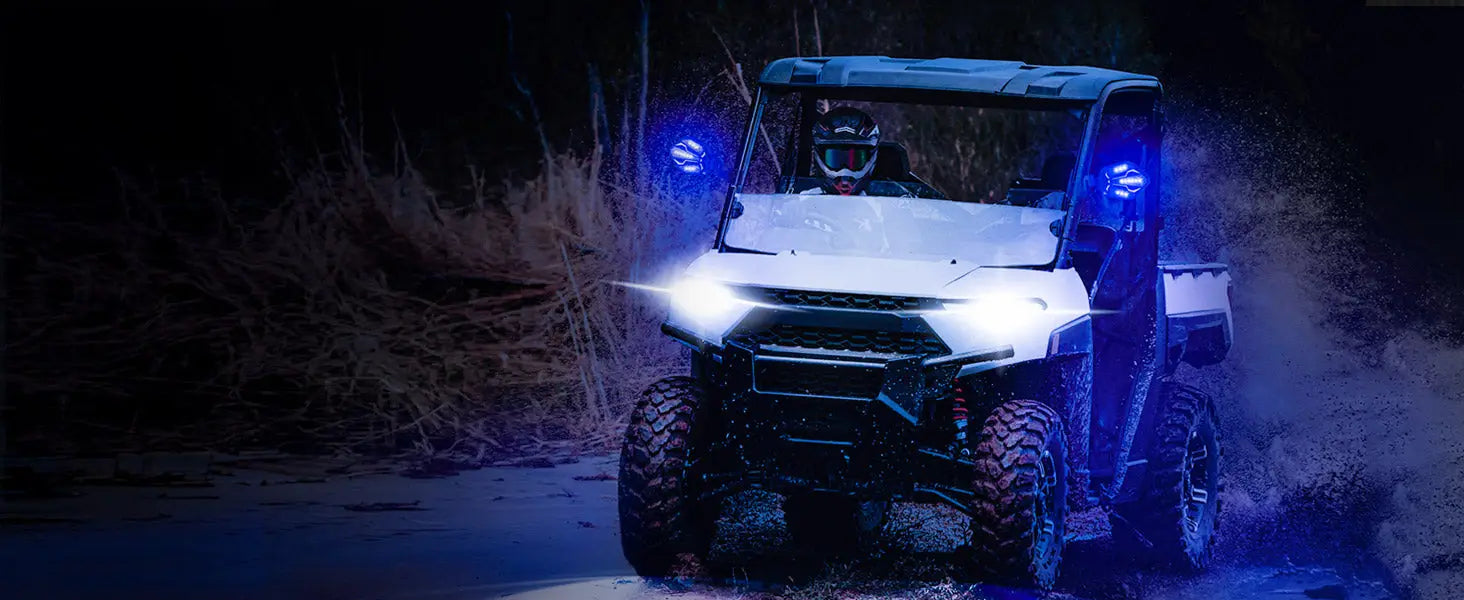 RGB Aluminium Side Mirrors with 29 Color Modes Compatible with Polaris Ranger