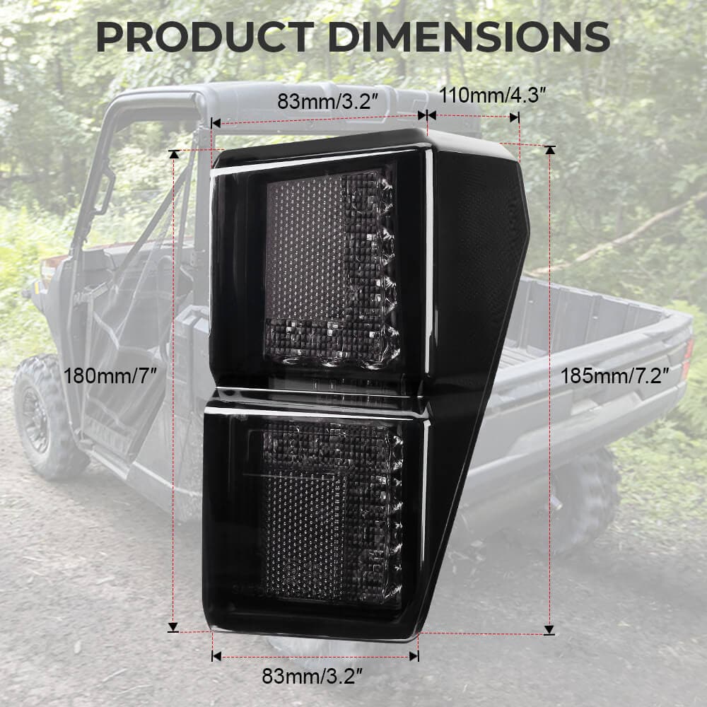 Adjustable Break Away Side Mirrors & Tail Light Polaris Ranger Fit 1000 XP/Crew