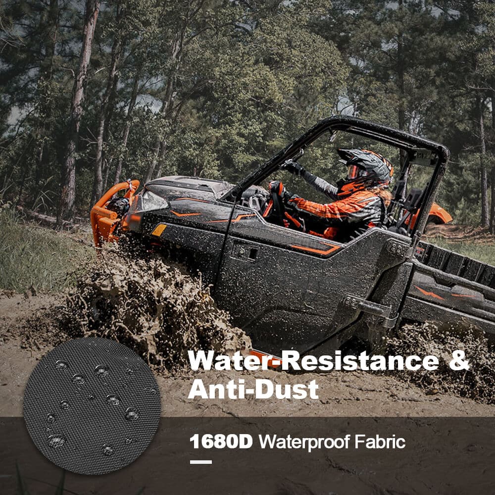 Adjustable Break Away Side Mirrors & UTV Waterproof Seat Cover Fit Polaris Ranger