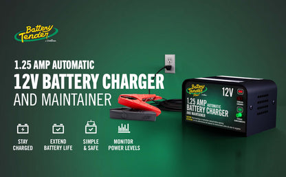 Battery Tender Plus 1.25 AMP 12V Battery Charger and Maintainer - Battery