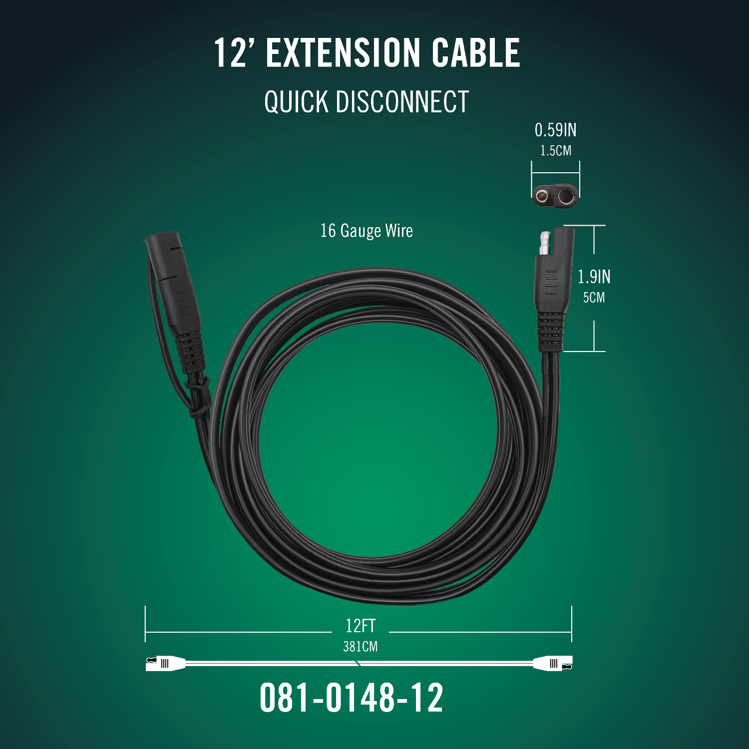 Battery Tender® 12ft SAE Quick Disconnect Extension Cable - Battery