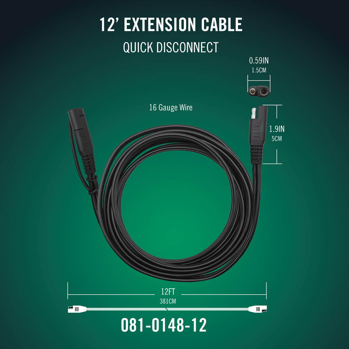 Battery Tender® 12ft SAE Quick Disconnect Extension Cable - Battery