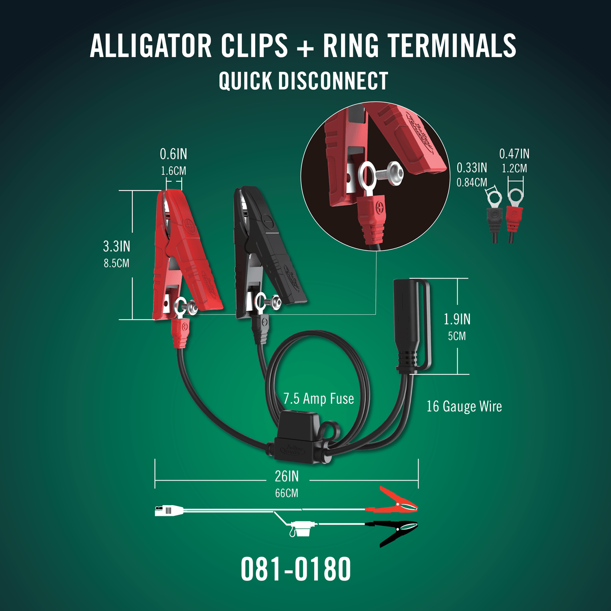 Battery Tender® Alligator Clip and Ring Terminal Combo - Battery