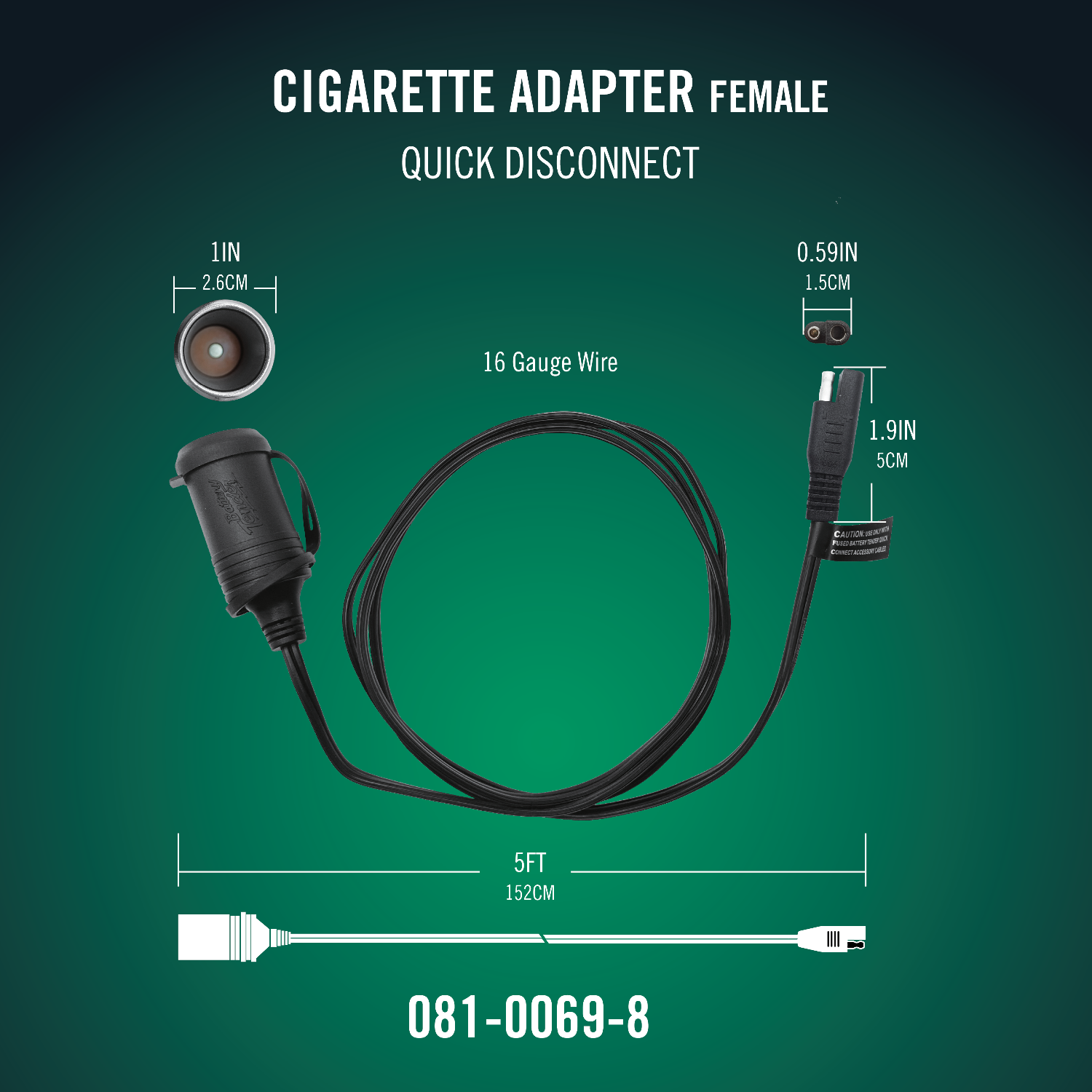 Battery Tender® Female Cigarette Adapter with Quick Disconnect - Battery