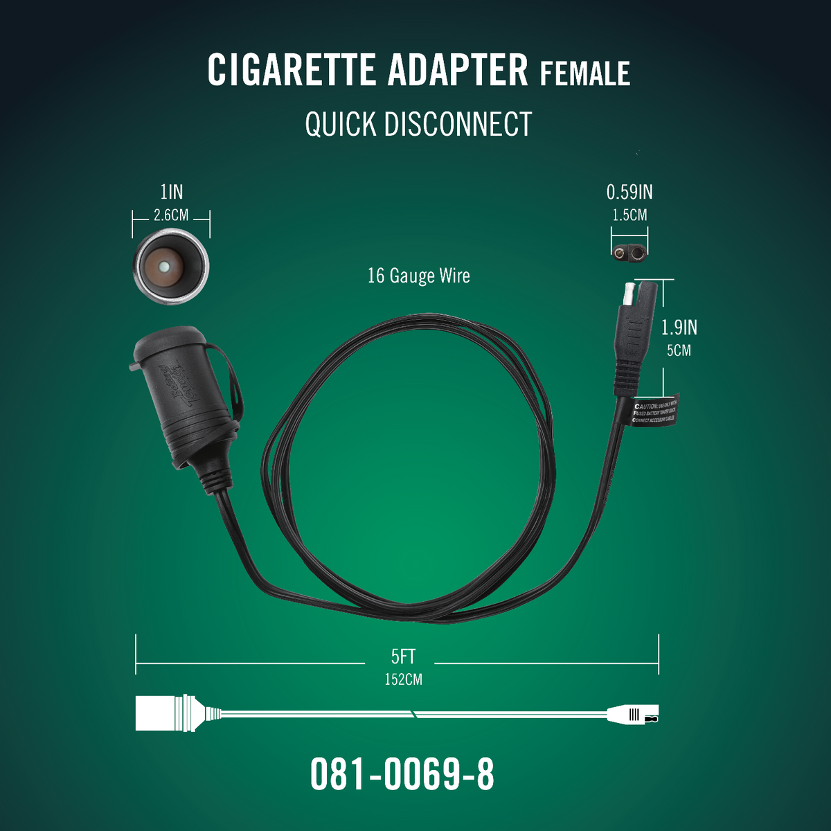 Battery Tender® Female Cigarette Adapter with Quick Disconnect - Battery