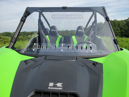 BLOWOUT SPECIAL-Kawasaki Teryx KRX 1000- 1 Pc Scratch-Resistant Windshield - Quick Install Straps / Vented - Windshields