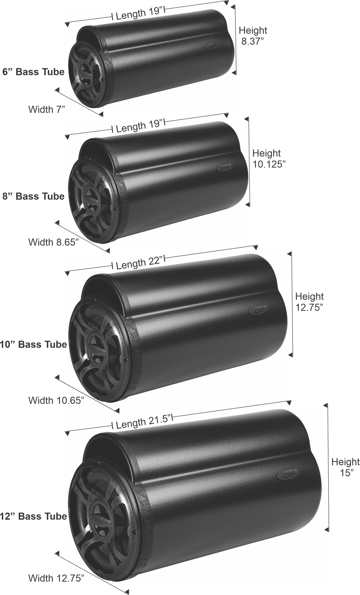 BT Series 10’’ Amplified Bass Tubes - Speakers