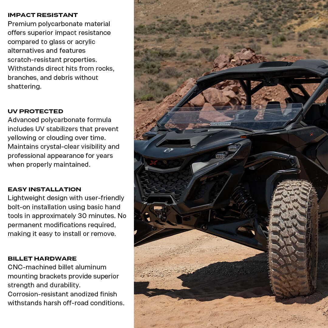 Can-Am Maverick R Polycarbonate Half Front Windshield - Polycarbonate Front Windshield