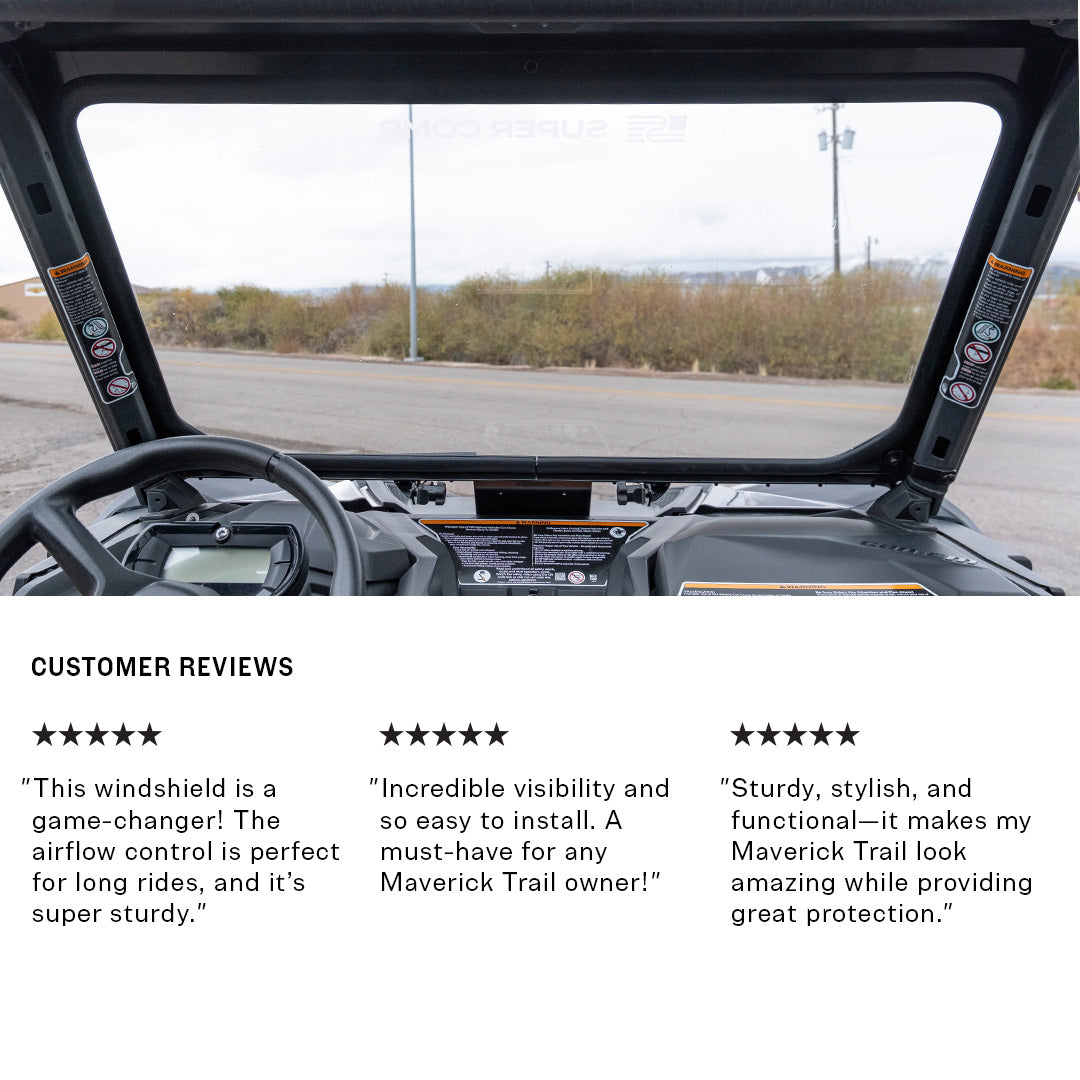 Can-Am Maverick Trail Front Windshield - Glass Front Windshield