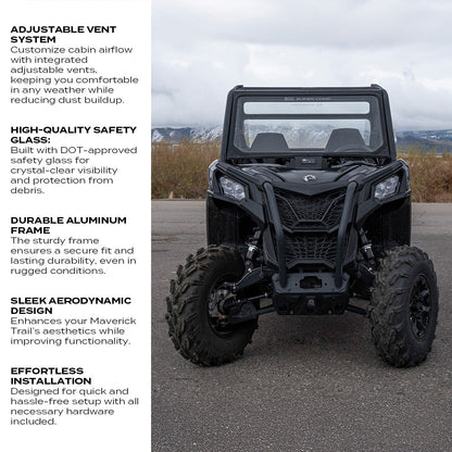 Can-Am Maverick Trail Front Windshield - Glass Front Windshield