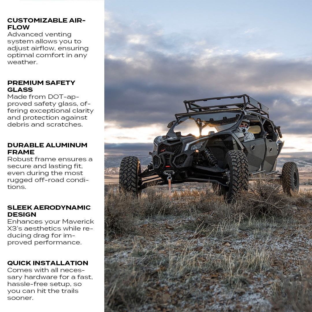 Can-Am Maverick X3 Glass Front Windshield - Glass Front Windshield