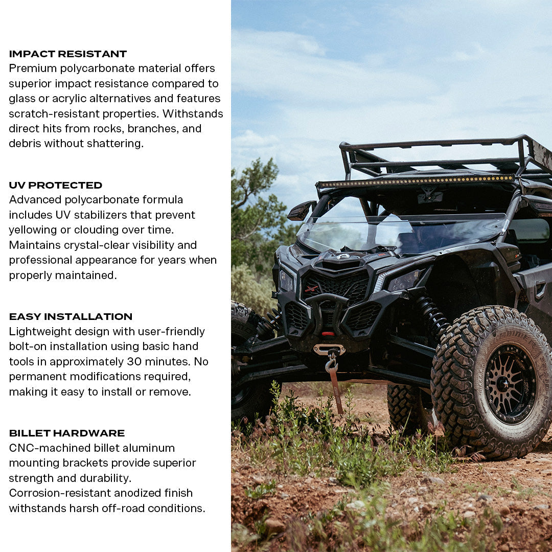 Can-Am Maverick X3 Polycarbonate Half Front Windshield - Polycarbonate Front Windshield