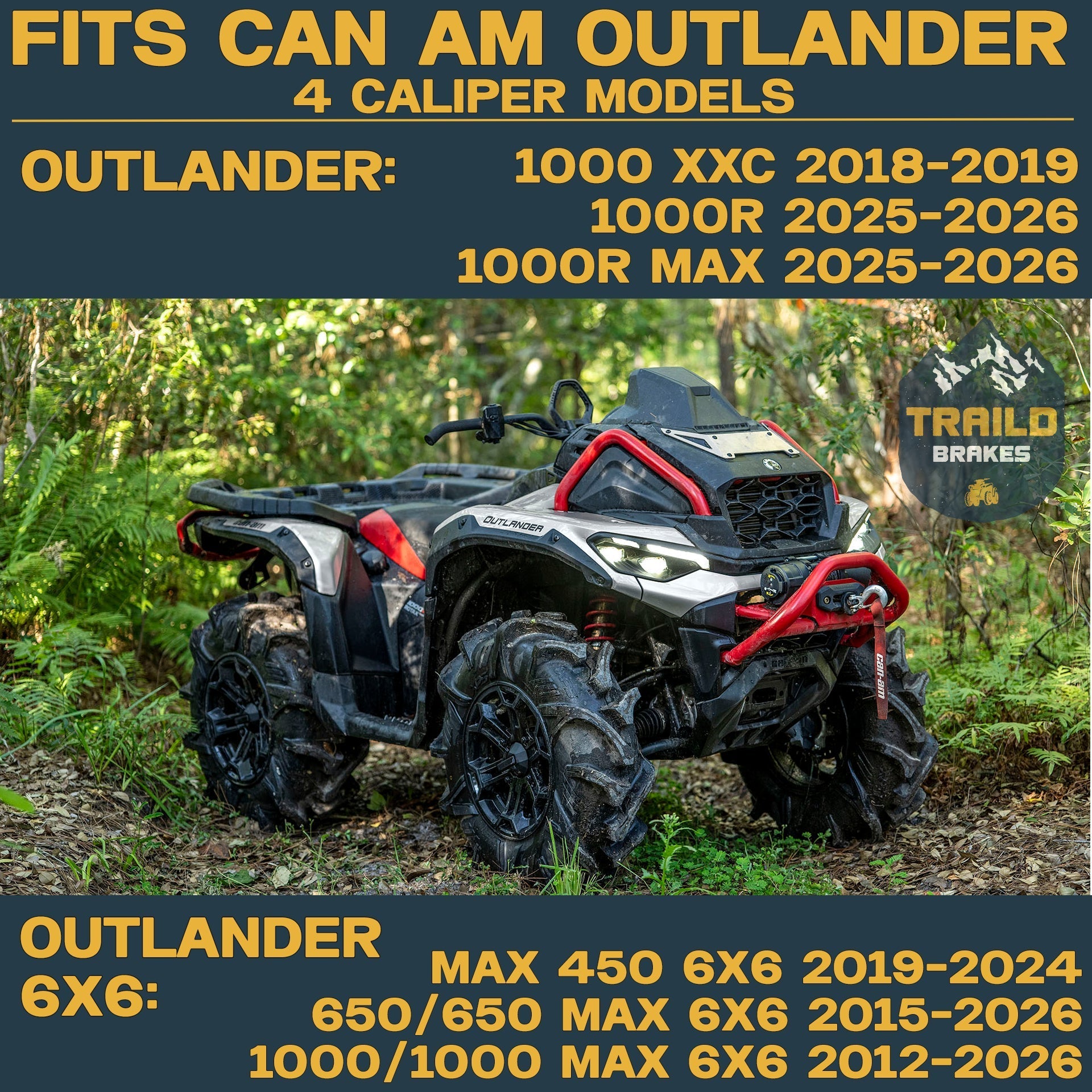 Can-Am Outlander 1000/650/450 6x6 2015-2026 4 Wheel Brass Brake Pad Set - Vehicle Parts & Accessories
