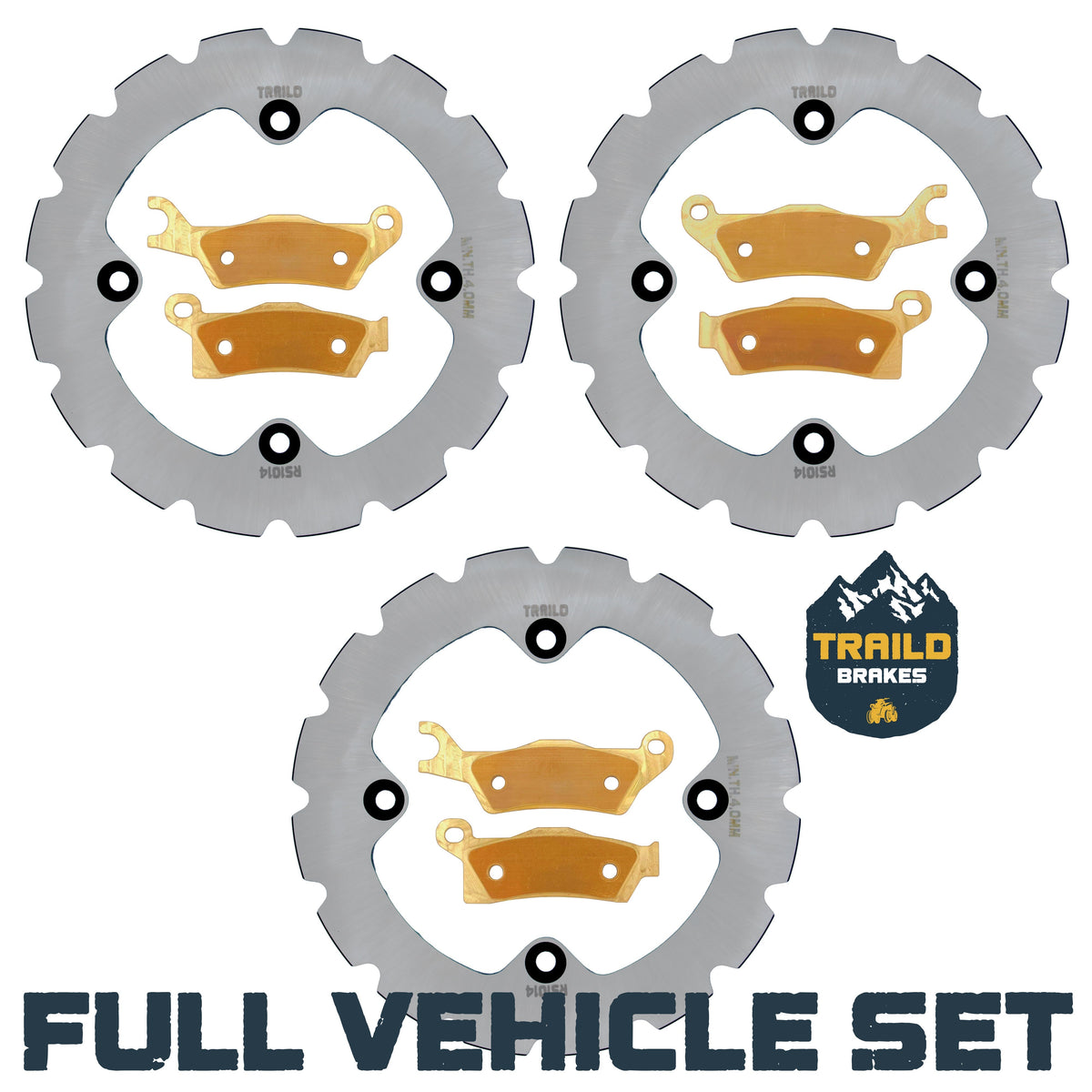 Can-Am Outlander 450/500/570/650/850/1000/HD5/HD7/PRO 2013-2026 Ridge Rider Rotor and Pad Kit - Brass Pad & Rotor Set