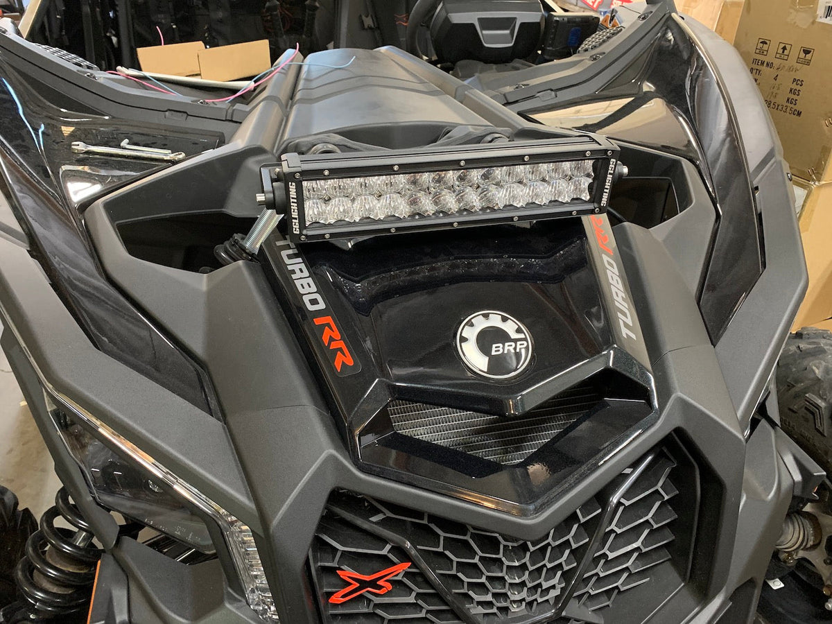 Can-Am X3 Universal Shock Tower Bracket for LED Pods or LED Light Bar Made In USA - 12’’ Sport Double Row Light Bar