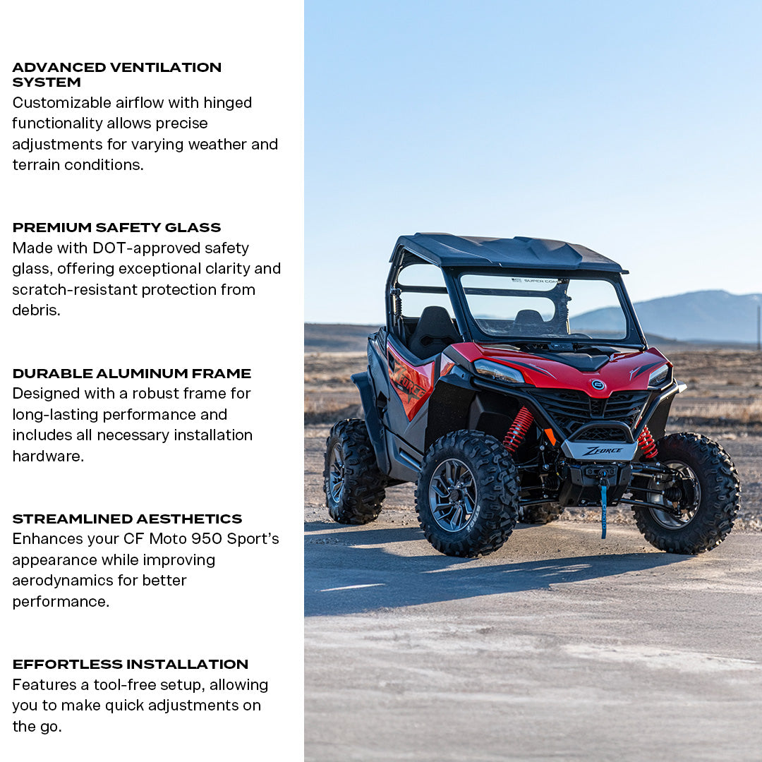 CF Moto 950 Sport Front Windshield - Glass Front Windshield