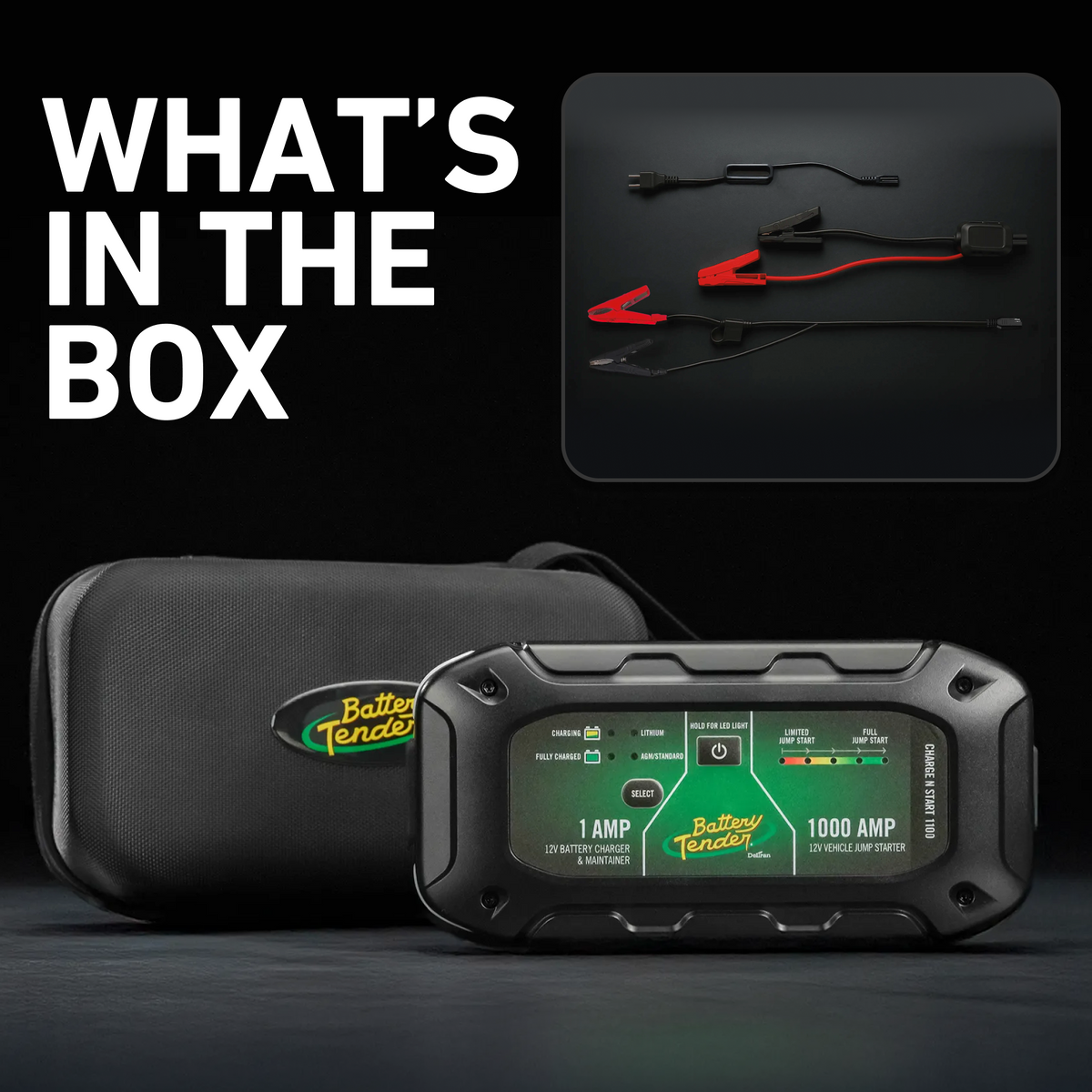 Charge N Start 1100, 1 Amp Battery Charger & 1000 Amp Jump Starter - Battery