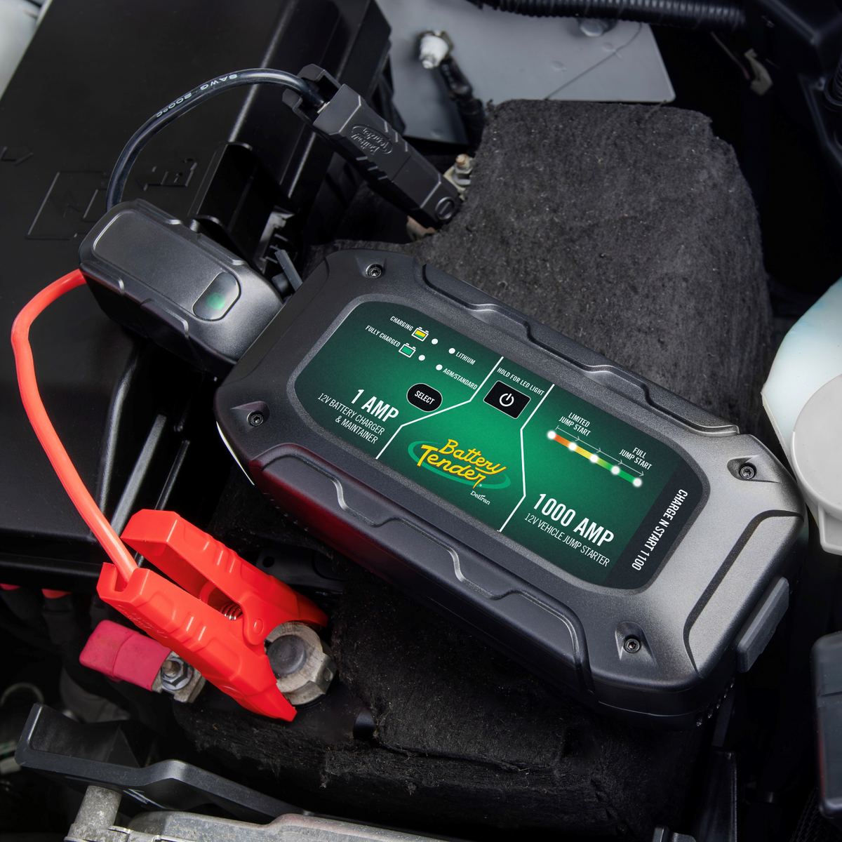 Charge N Start 1100, 1 Amp Battery Charger & 1000 Amp Jump Starter - Battery