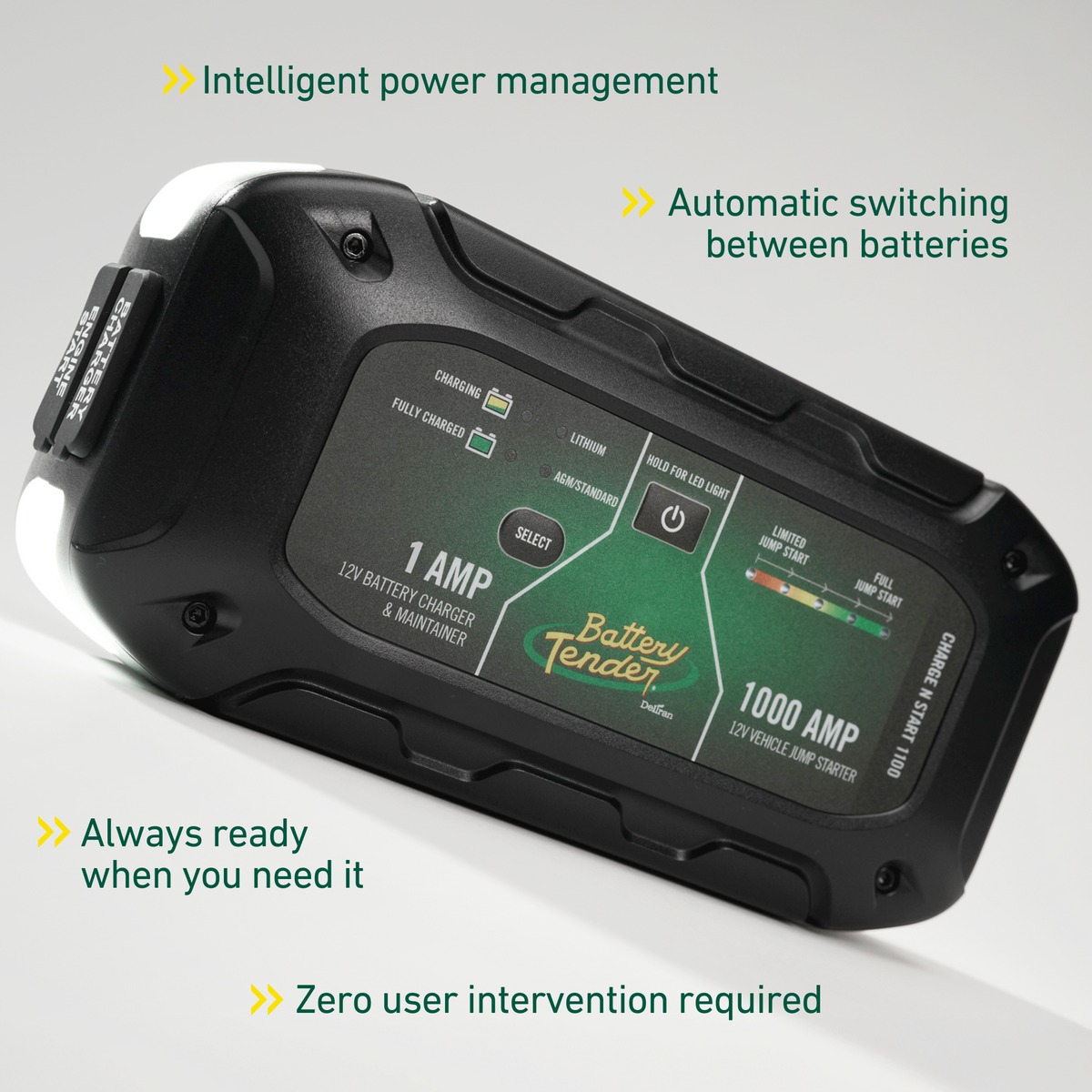 Charge N Start 1100, 1 Amp Battery Charger & 1000 Amp Jump Starter - Battery