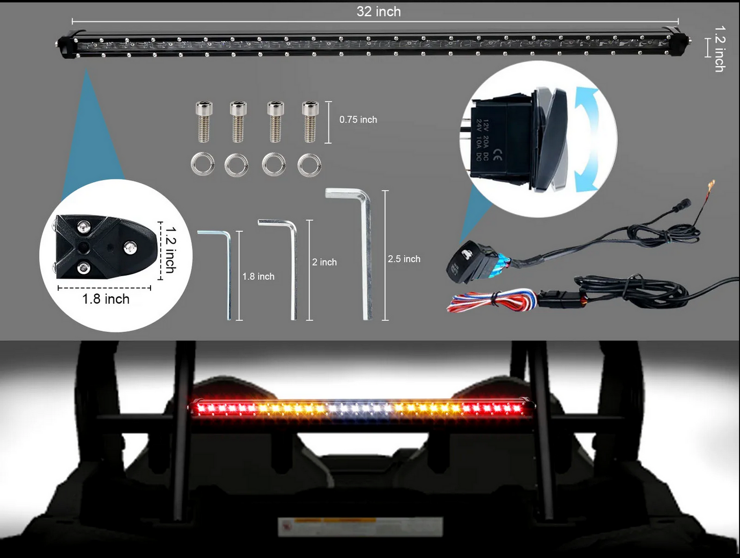 Chase LED Light Bar With Built In Strobe 32’’ - Light Bar