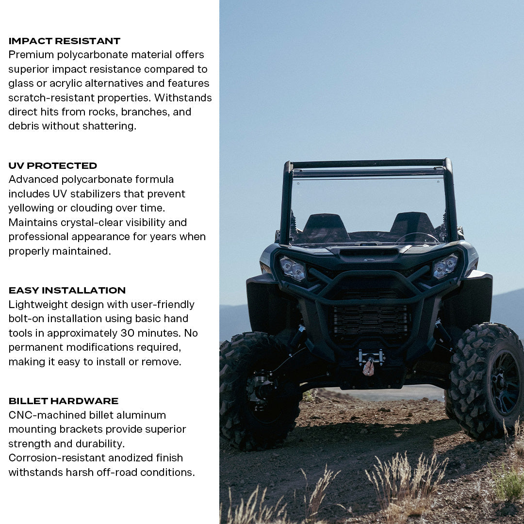 Commander/Maverick Sport/ Maverick Trail Polycarbonate Full Front Windshield - Polycarbonate Front Windshield