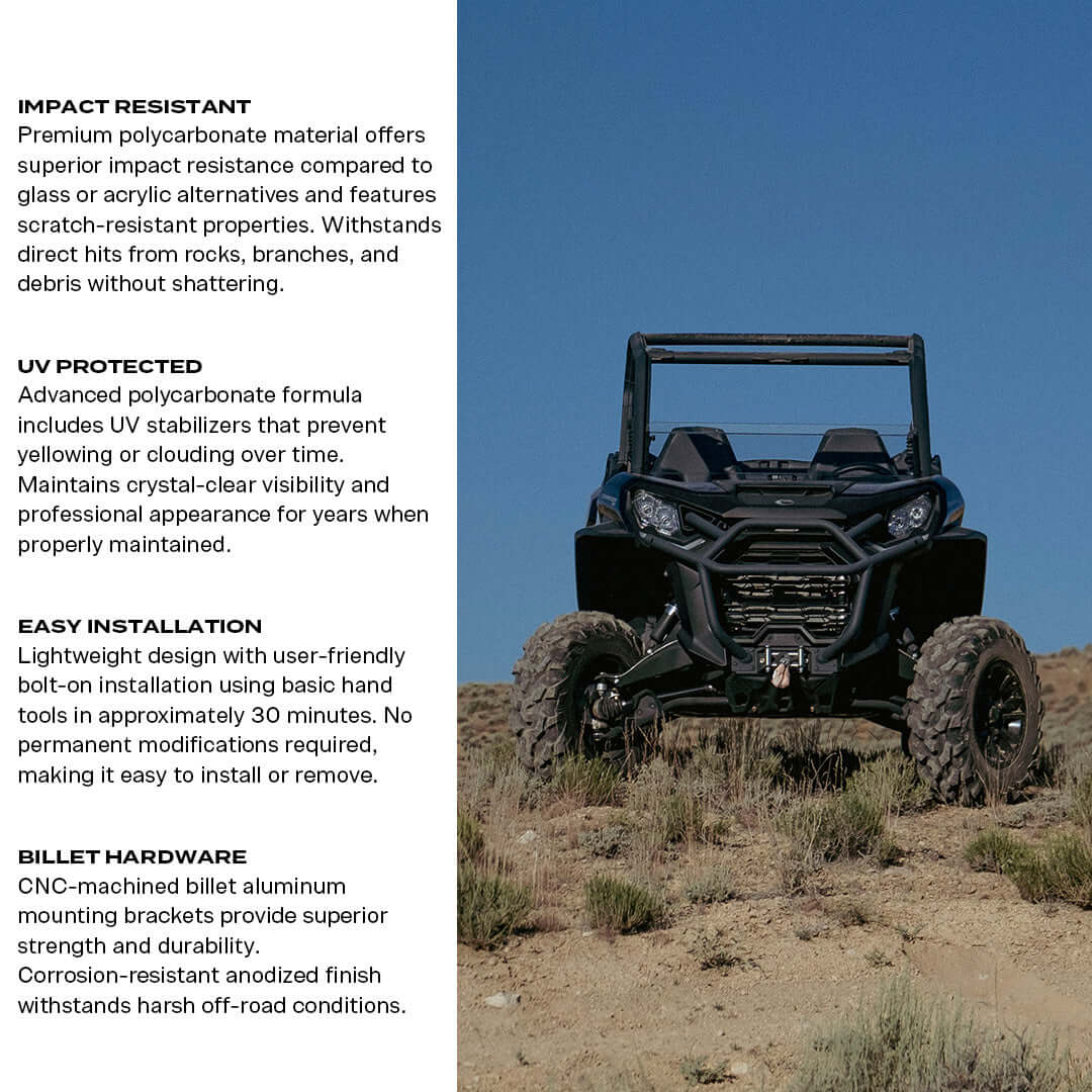 Commander/Maverick Sport/ Maverick Trail Polycarbonate Half Front Windshield - Polycarbonate Front Windshield