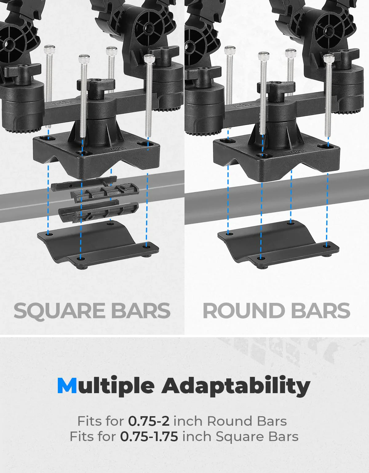 Double Gun Rack Holders for 0.75’’ to 2’’ Tubular or Square Bars