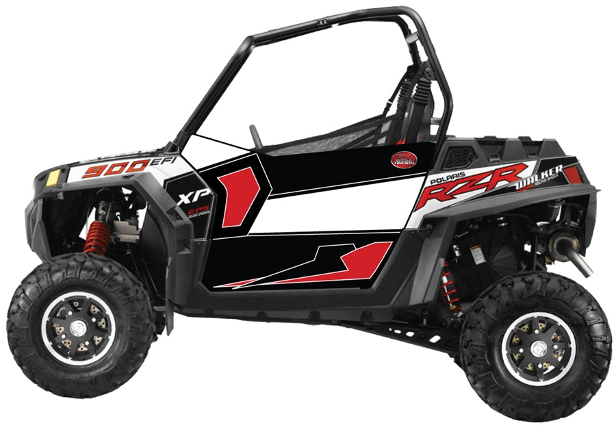 Trail Armor SLIMLINE Two Door Graphics Kit - 2013 RZR XP 900 EPS Walker Evans Black-White LE