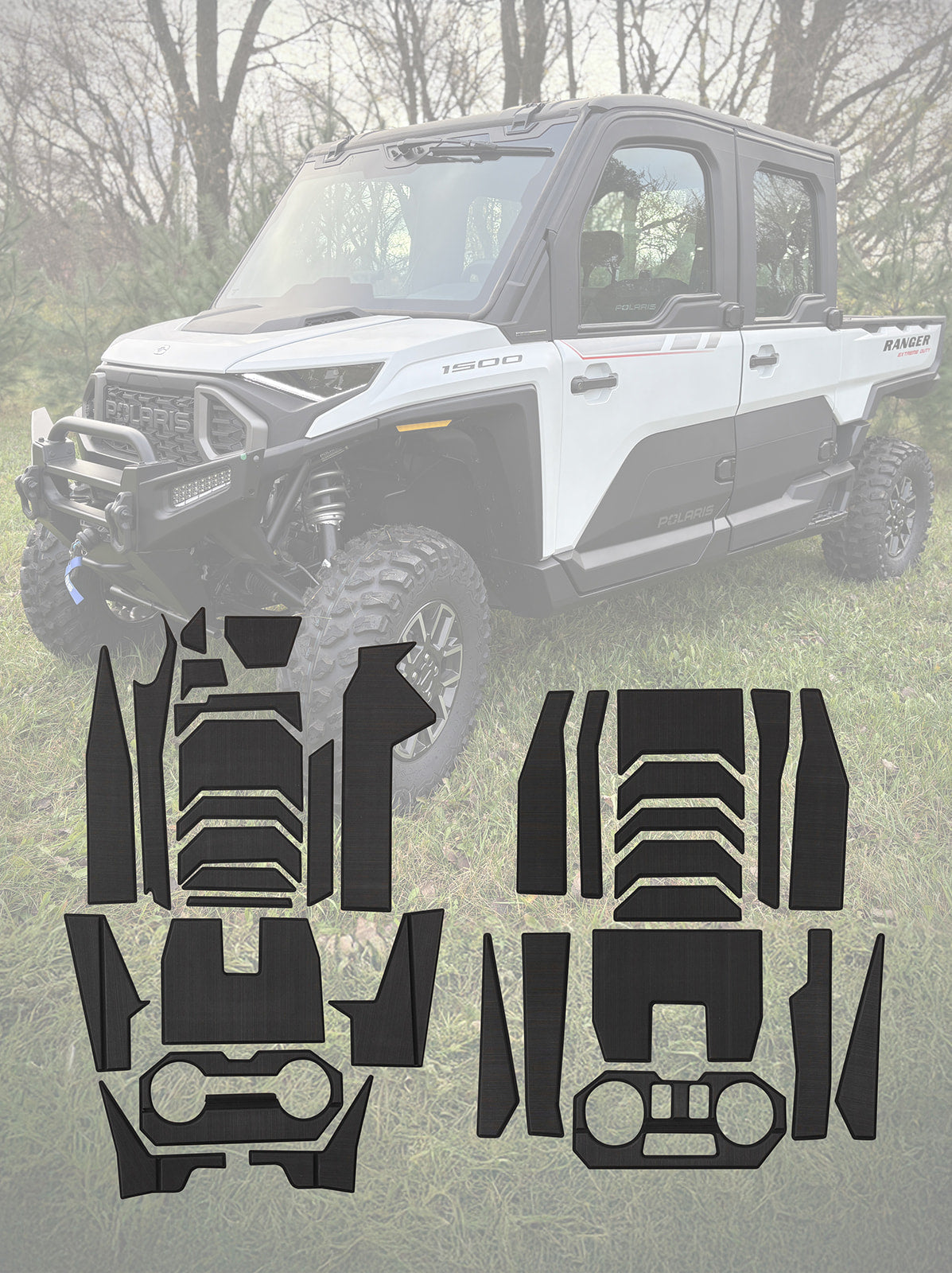 EVA Foam Door Panel / Tunnel Kits Polaris Ranger XD1500 - 2 Door EVA Center Tunnel Kit / Charcoal - EVA Foam Kits