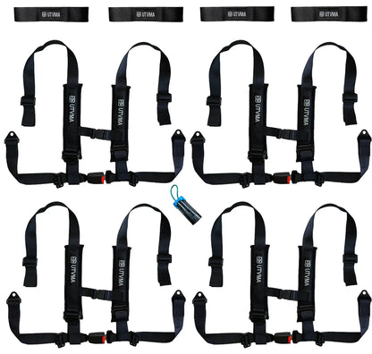 Four Harness Pack Auto Buckle with Harness Collars - All Black - Harness