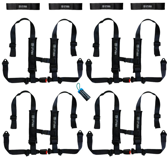Four Harness Pack Auto Buckle with Harness Collars - All Black - Harness
