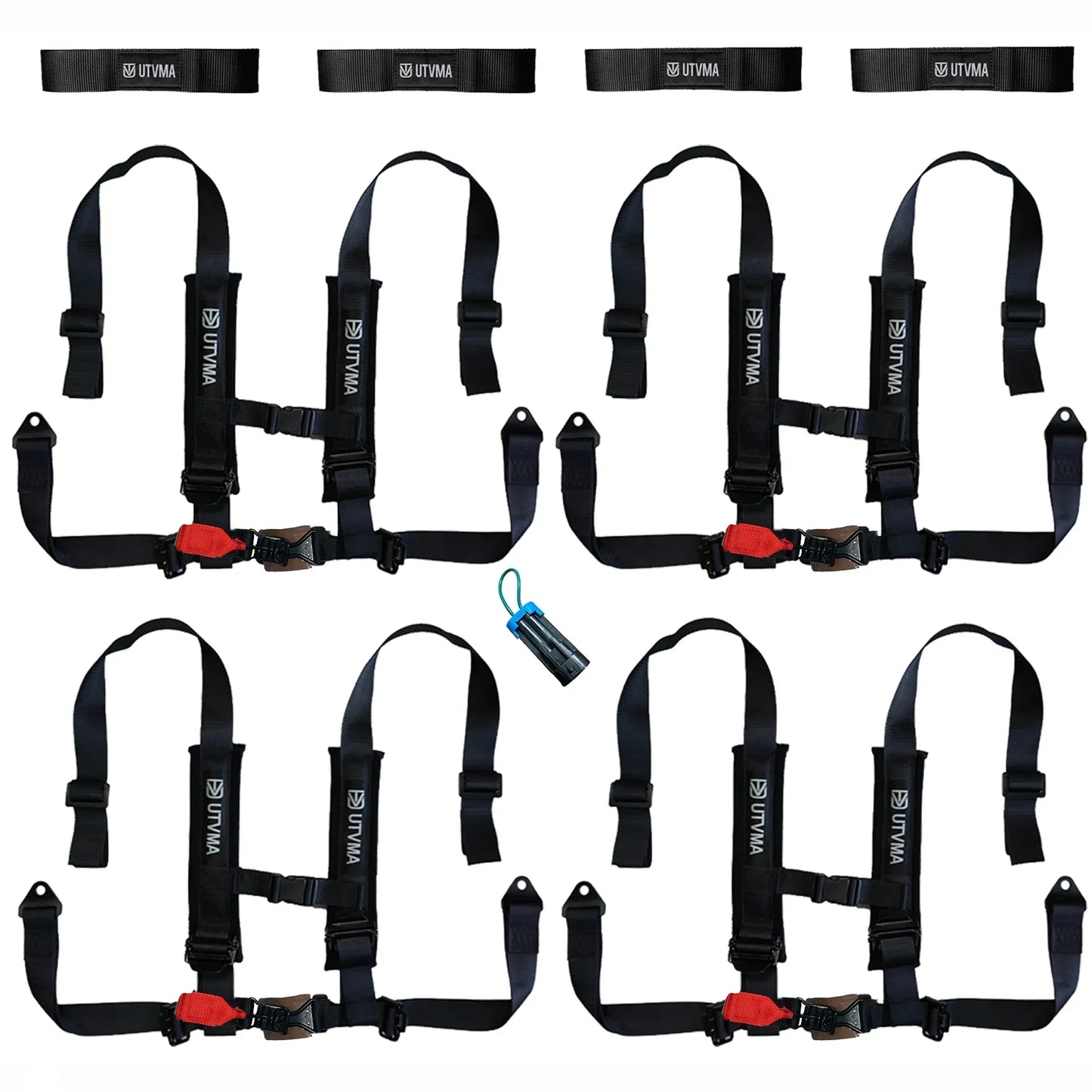 Four Harness Pack Auto Buckle with Harness Collars - Offroad Buckle (All Black) - Harness