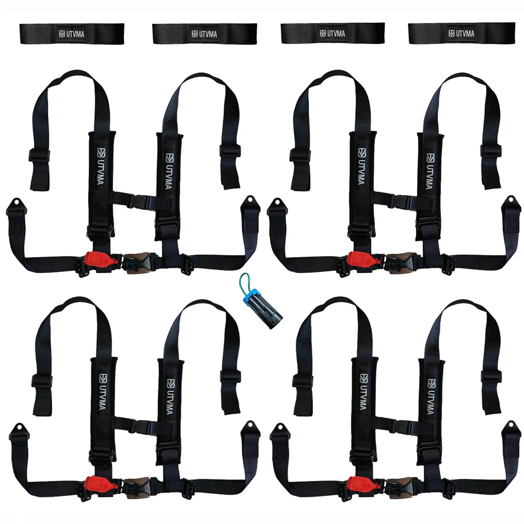Four Harness Pack Auto Buckle with Harness Collars - Offroad Buckle (All Black) - Harness