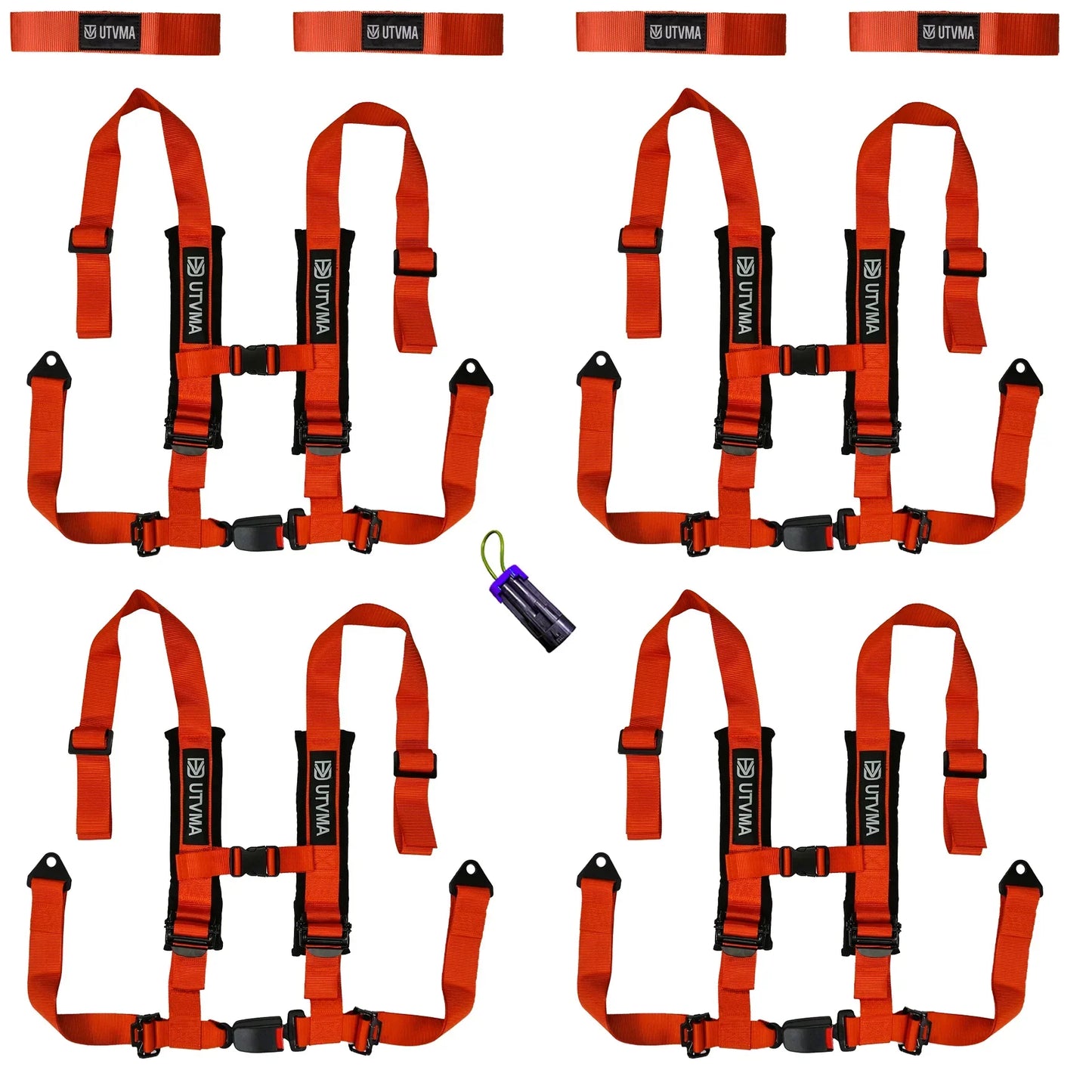 Four Harness Pack Auto Buckle with Harness Collars - Orange - Harness