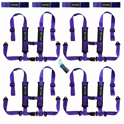 Four Harness Pack Auto Buckle with Harness Collars - Purple - Harness