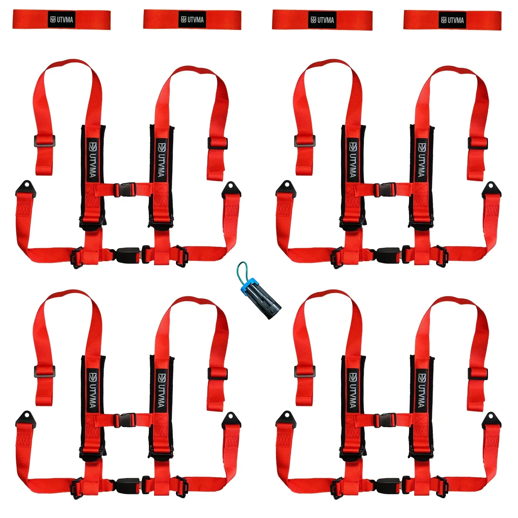 Four Harness Pack Auto Buckle with Harness Collars - Red - Harness