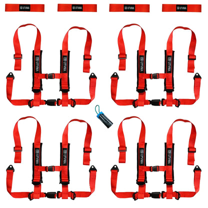 Four Harness Pack Auto Buckle with Harness Collars - Red - Harness